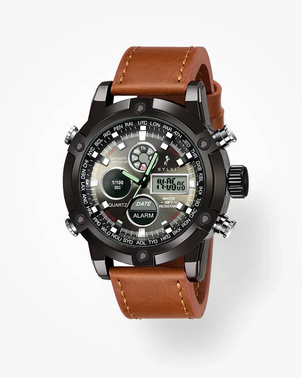 Sylvi Iconic Brown Leather Watch Main Front Angle Image