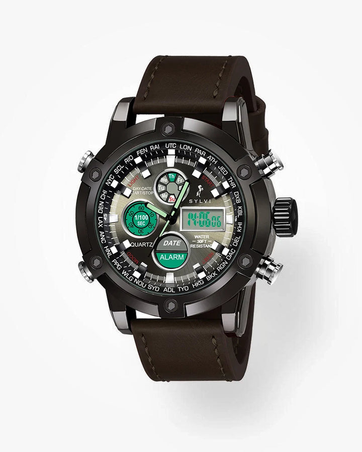 Sylvi Iconic Coffee Leather Watch Main Image Front Angle